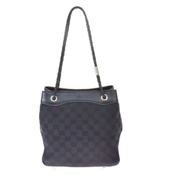 Gucci Shoulder Bag GG Pattern Black Canvas Leather - Picture 1 of 10